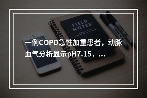 一例COPD急性加重患者，动脉血气分析显示pH7.15，Pa