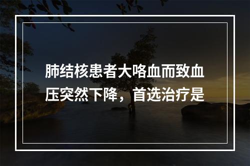 肺结核患者大咯血而致血压突然下降，首选治疗是