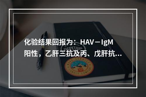 化验结果回报为：HAV－IgM阳性，乙肝三抗及丙、戊肝抗体为