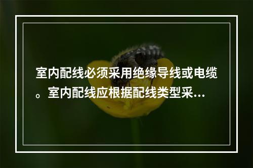 室内配线必须采用绝缘导线或电缆。室内配线应根据配线类型采用瓷