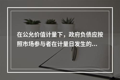 在公允价值计量下，政府负债应按照市场参与者在计量日发生的有序