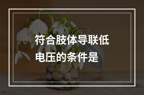 符合肢体导联低电压的条件是