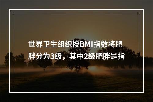 世界卫生组织按BMI指数将肥胖分为3级，其中2级肥胖是指