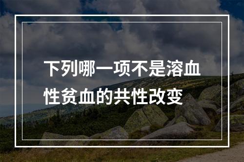 下列哪一项不是溶血性贫血的共性改变