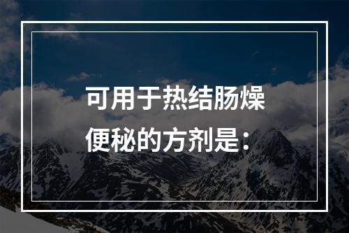 可用于热结肠燥便秘的方剂是：