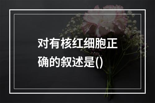 对有核红细胞正确的叙述是()