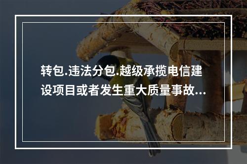 转包.违法分包.越级承揽电信建设项目或者发生重大质量事故.安