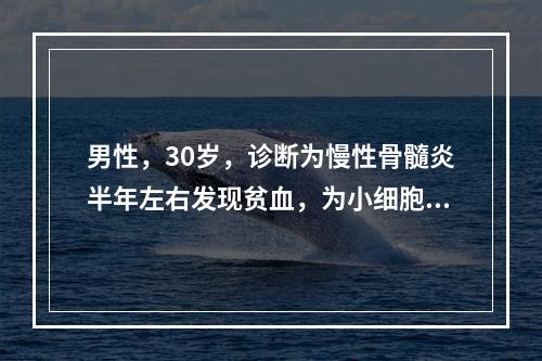 男性，30岁，诊断为慢性骨髓炎半年左右发现贫血，为小细胞低色