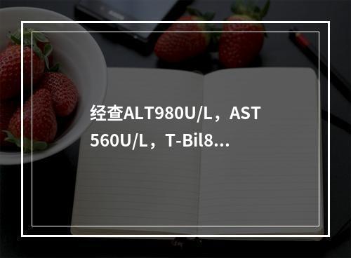 经查ALT980U/L，AST560U/L，T-Bil86μ