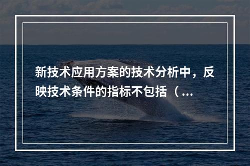 新技术应用方案的技术分析中，反映技术条件的指标不包括（ ）。