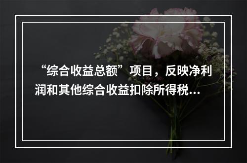 “综合收益总额”项目，反映净利润和其他综合收益扣除所得税影响