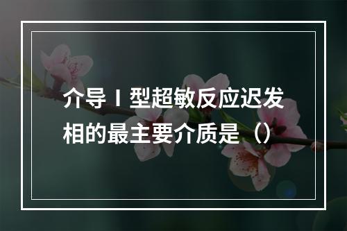 介导Ⅰ型超敏反应迟发相的最主要介质是（）