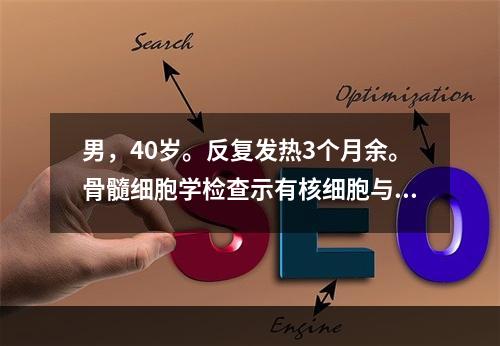 男，40岁。反复发热3个月余。骨髓细胞学检查示有核细胞与成熟