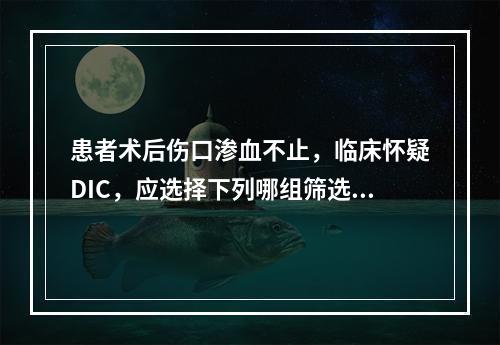 患者术后伤口渗血不止，临床怀疑DIC，应选择下列哪组筛选试验