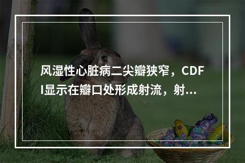 风湿性心脏病二尖瓣狭窄，CDFI显示在瓣口处形成射流，射流呈