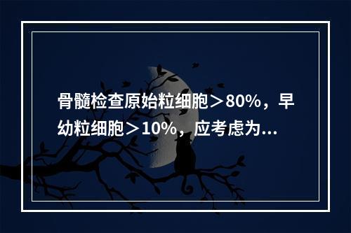 骨髓检查原始粒细胞＞80%，早幼粒细胞＞10%，应考虑为()