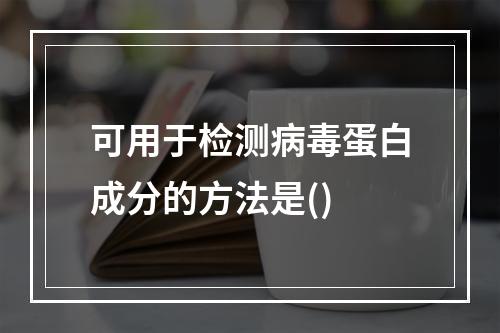 可用于检测病毒蛋白成分的方法是()