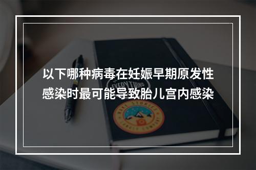 以下哪种病毒在妊娠早期原发性感染时最可能导致胎儿宫内感染