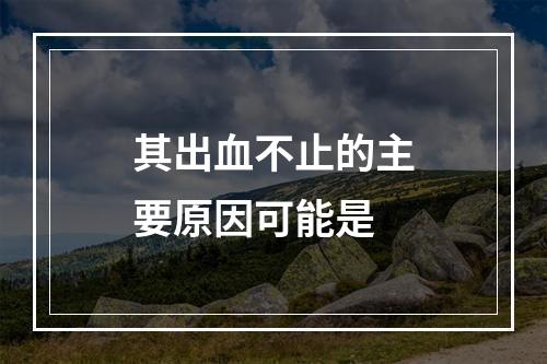 其出血不止的主要原因可能是