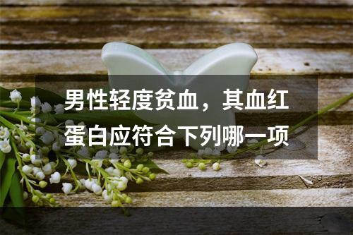 男性轻度贫血，其血红蛋白应符合下列哪一项