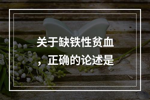 关于缺铁性贫血，正确的论述是