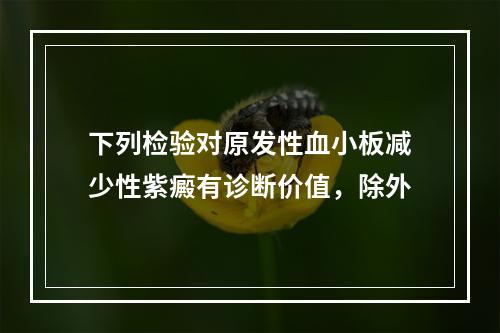 下列检验对原发性血小板减少性紫癜有诊断价值，除外