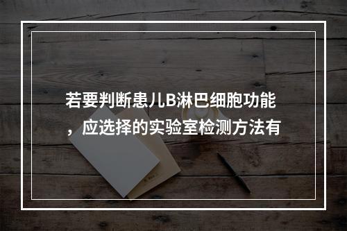 若要判断患儿B淋巴细胞功能，应选择的实验室检测方法有