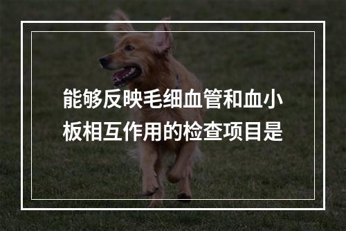 能够反映毛细血管和血小板相互作用的检查项目是