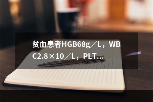 贫血患者HGB68g／L，WBC2.8×10／L，PLT80