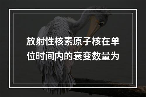 放射性核素原子核在单位时间内的衰变数量为