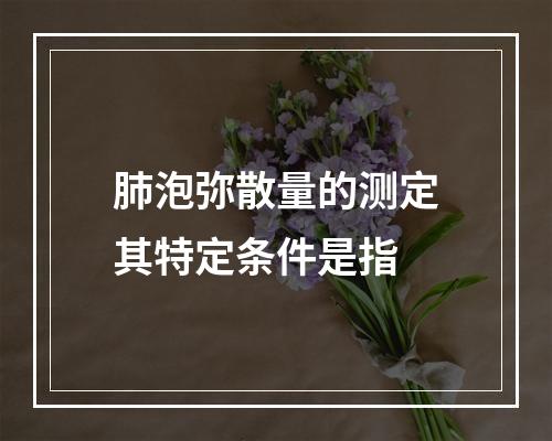 肺泡弥散量的测定其特定条件是指