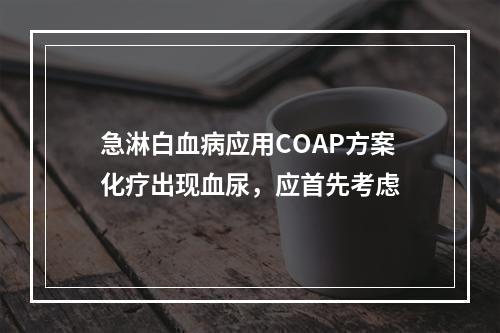 急淋白血病应用COAP方案化疗出现血尿，应首先考虑