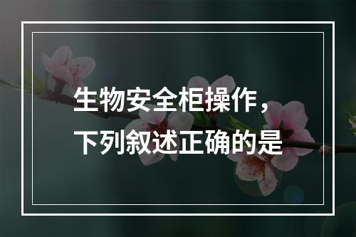 生物安全柜操作，下列叙述正确的是