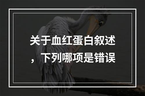 关于血红蛋白叙述，下列哪项是错误