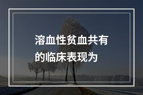 溶血性贫血共有的临床表现为