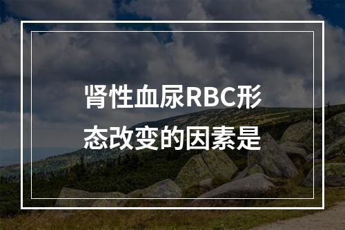 肾性血尿RBC形态改变的因素是