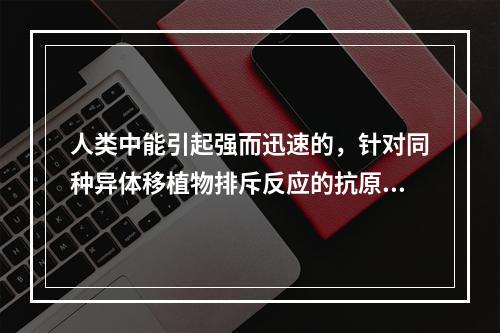 人类中能引起强而迅速的，针对同种异体移植物排斥反应的抗原是（