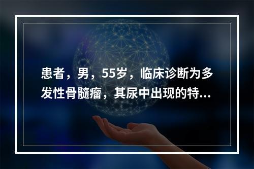 患者，男，55岁，临床诊断为多发性骨髓瘤，其尿中出现的特征性