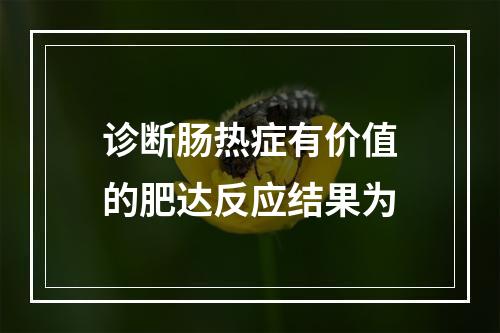 诊断肠热症有价值的肥达反应结果为