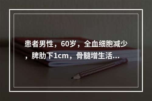 患者男性，60岁，全血细胞减少，脾肋下1cm，骨髓增生活跃，