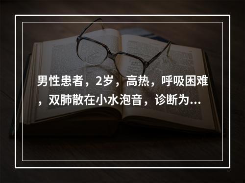 男性患者，2岁，高热，呼吸困难，双肺散在小水泡音，诊断为支气