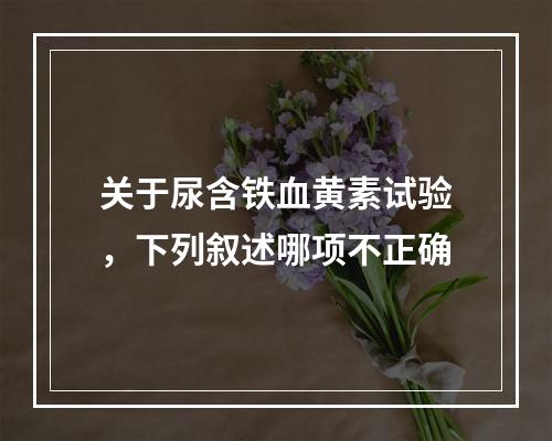 关于尿含铁血黄素试验，下列叙述哪项不正确