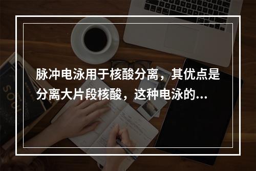 脉冲电泳用于核酸分离，其优点是分离大片段核酸，这种电泳的电场