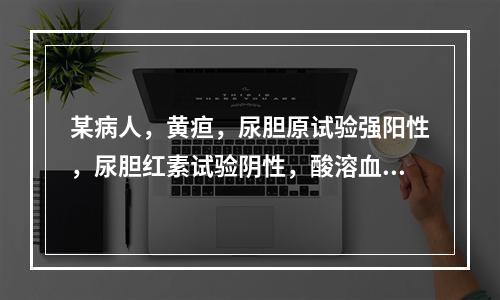 某病人，黄疸，尿胆原试验强阳性，尿胆红素试验阴性，酸溶血试验