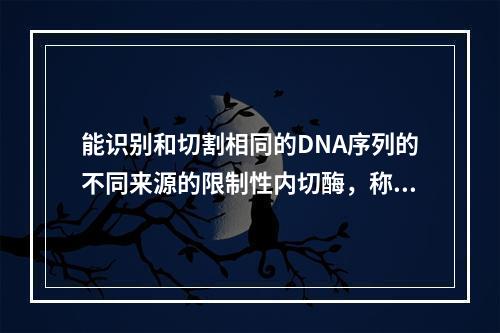 能识别和切割相同的DNA序列的不同来源的限制性内切酶，称为