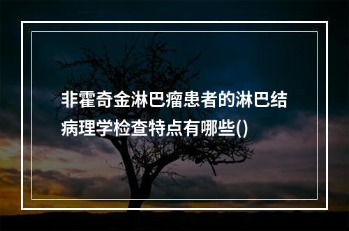 非霍奇金淋巴瘤患者的淋巴结病理学检查特点有哪些()