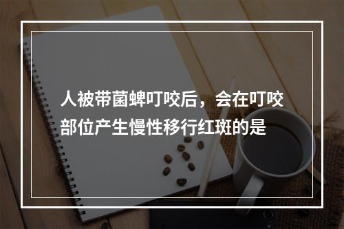 人被带菌蜱叮咬后，会在叮咬部位产生慢性移行红斑的是