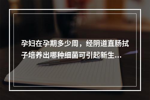 孕妇在孕期多少周，经阴道直肠拭子培养出哪种细菌可引起新生儿肺