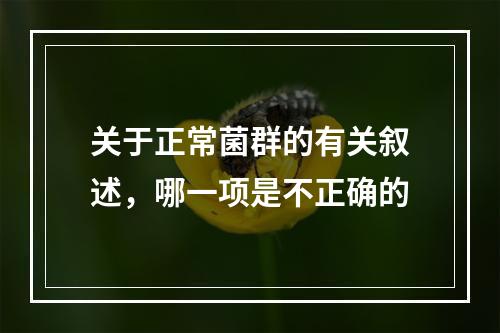 关于正常菌群的有关叙述，哪一项是不正确的