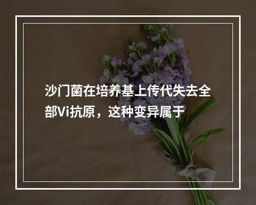 沙门菌在培养基上传代失去全部Vi抗原，这种变异属于